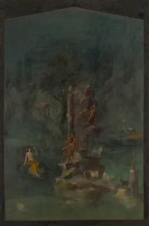 Veggmaleri: Polyfemus og Galatea i et landskap, fra keiservillaen..., 1. århundre f.Kr.