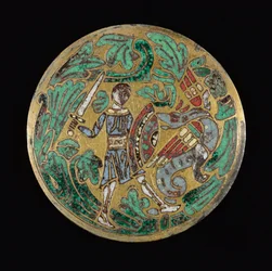 Warrior som kjemper mot en drage, ca. 1170-1180.