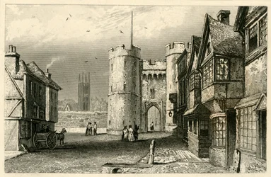 West Gate, Canterbury, Kent, c1845.
