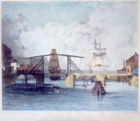 Whitby havn, Yorkshire, ved munningen av elven Esk, c1833