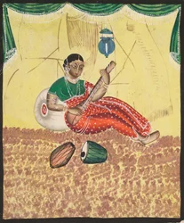 Kvinne som spiller musikk, 1800-tallet.