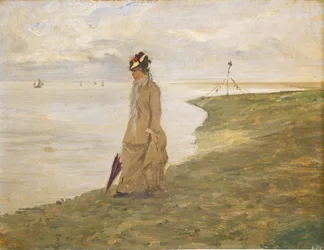 Kvinne ved sjøen, 1800-tallet.