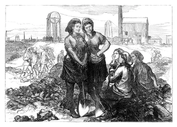 Arbeidsjenter ved Wigan Collieries, sent på 1800-tallet