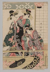 Yoshiwara-kvinner ser inn i gaten om våren, 1753-1806.