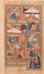 Yusuf er tegnet opp fra brønnen, folio fra en Yusuf og Zulaikha fra Jami, andre halvdel av 1500-tallet.