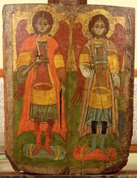 Erkeenglene Michael og Gabriel, bysantinsk ikon, tidlig periode, 10.-11. århundre