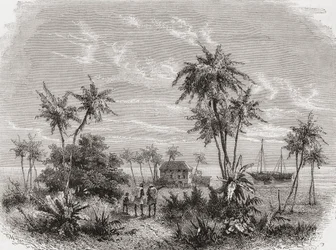 David Livingstones hus i Zanzibar, Tunisia, Øst-Afrika, illustrasjon fra 
