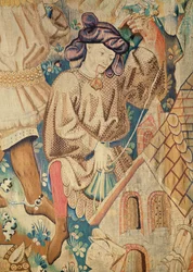 Detalj fra et av Devonshire Hunting Tapestries, Arras 1425-50