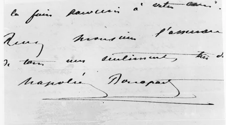 Napoleon Bonapartes (1769-1821) håndskrift og signatur