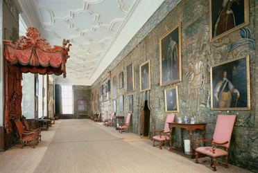 Hardwick Hall (1590-97), Interiør i Long Gallery, Derbyshire, Storbritannia