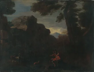 Landskap med figural stav