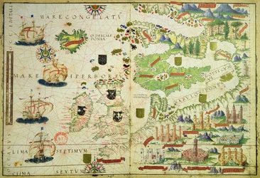 Kart over Europa, fra en faksimile av «Miller-atlaset» av Pedro og Jorge Reinel og Lopo Homem, laget i 1519