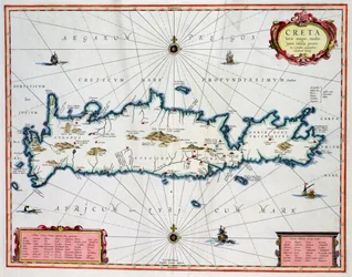 Kart som viser øya Kreta, ca. 1570, av Abraham Ortelius (1527-98)