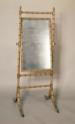 Regency Cheval glass, bambusramme, engelsk,