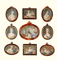 Utvalg av miniatyrer av Rosalba Carriera (1675-1757) og Cornelius Hozer (fl.1766-67)