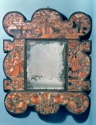 Stråarbeid speilramme, 1670-80