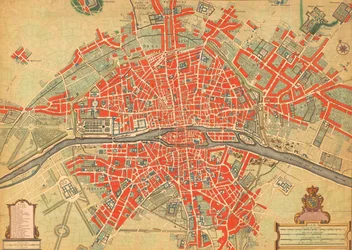 Kart over Paris, Frankrike fra 1700-tallet. (trykk)