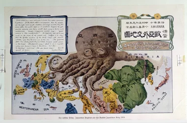 “Et humoristisk diplomatisk atlas over Europa og Asia”, som fremstiller Russland som den “svarte blekkspruten”