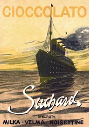 Reklame for sjokoladen Milka de Suchard som forestiller en foring, begynnelsen av 1900-tallet (plakat)