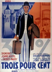 Tre prosent filmplakat av JeanDreville 1933 er Frankrike