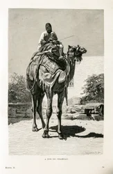 En egypter og hans barn på en kamel - Illustrasjon fra Atlas of Egypt