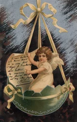 En engel kommer med et budskap - Postkort datert 1904