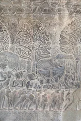 Basrelieffer på det sørlige galleriet i Angkor wat, Kambodsja