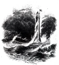 Bell Rock fyr i en storm.