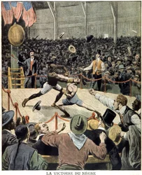 Bokser Jack Johnson vinner verdensmestertittelen