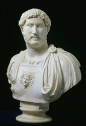 Byste av keiser Hadrian (Publius Aelius Hadrianus) (76-138), ca. 130 e.Kr. (marmor)