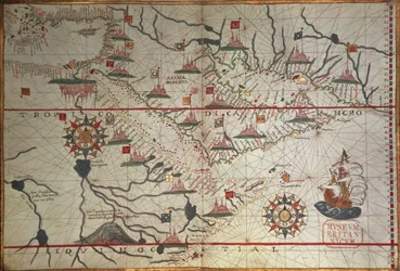 Kart over Arabia og det østlige Middelhavet, del av et Portolan-atlas, ca. 1650 (penn og blekk på papir)