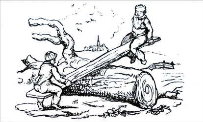 Barn som leker på en tidlig vippe