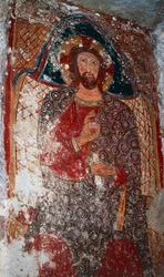Kristus læreren, freskomaleri i krypten, Sanctuary of Mary of Stairs (1700-tallet), Massafra, Puglia, Italia
