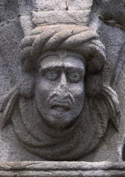 Detalj av en frise på en historisk bygning på Republikkplassen (Praca da Republica) i Viana Do Castelo. Portugal