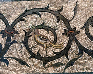 Detalj av gulvet i den tidlige kristne basilikaen i Aquileia, Udine