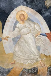 Detalj av Anastasis-fresken, kirken til St. Frelseren i Chora, Parekklesion
