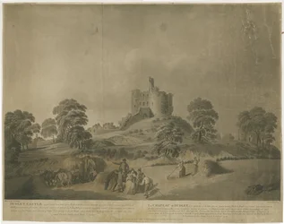 Dudley Castle: - The Keep: akvatint med gravert beskrivelse, nd [c 1793]