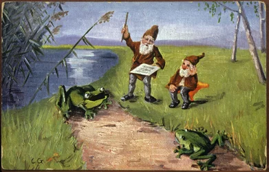 Dverger og frosker, ca. 1910 (postkort)