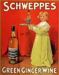 Engelsk reklameplakat for brus «Schweppes Green Ginger Wine»