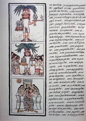 Festival of Toxcatl and his offer, Book II of Florentine Codex, Tospråklig versjon på spansk og Nahuatl, General History of the Things of New Spain (Historia general de las cosas de Nueva Espana), aztekisk sivilisasjon