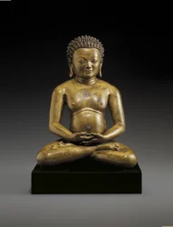 Figur av en sittende yogi, muligens Padampa Sangye, 1000-1100-tallet