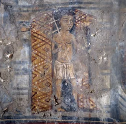 Fresco i Agios Georgios-kirken, Plemeniana, Kreta, Hellas (bilde)