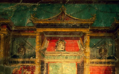 Freskomaleri i salong, Villa Poppaea, arkeologiske området Oplonti, Torre Annunziata (Unescos verdensarvliste