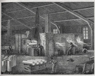 Glassproduksjon, ca. 1880 (gravering)