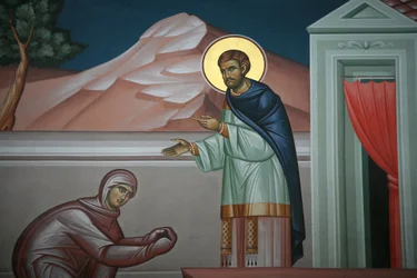 Gresk-ortodoks ikon som viser Kristus som vises foran Maria Magdelene Thessalonique Hellas