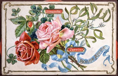 Godt år-blomster, tidlig på 1900-tallet (postkort)