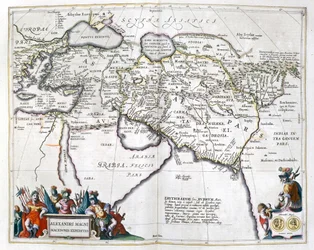 Historie. Antikkens Hellas. Reisene til Alexander den store. Gravering i: Le theater du monde, atlas av G, Blaeu, Amsterdam
