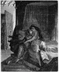 Illustrasjon av H de Hem for "" Les lettres d'Amabed"" 1769 i "" Tales"" av Voltaire (Francois Marie Arouet