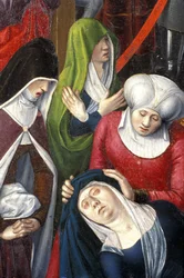 Indre et Loire N * 175 - Chateau de Loches - Detalj av altertavlen til korsfestelsen - Ecole de Jean Fouquet - 1485 -