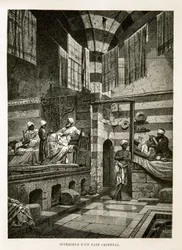 Innvendig visning av et orientalsk bad Illustrasjon fra Atlas of Egypt